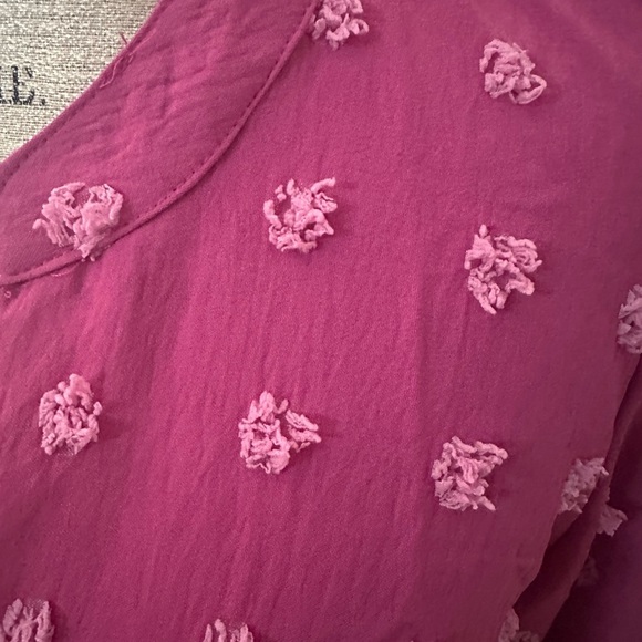 Pink Puff Sleeve Ruffled Mandarin Collar Blouse - Picture 2 of 8